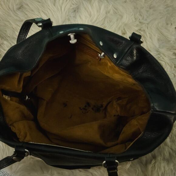 Patricia Nash Black Heritage Leather Benvenuto Studded Twist Lock Tote Bag Purse - Picture 9 of 10